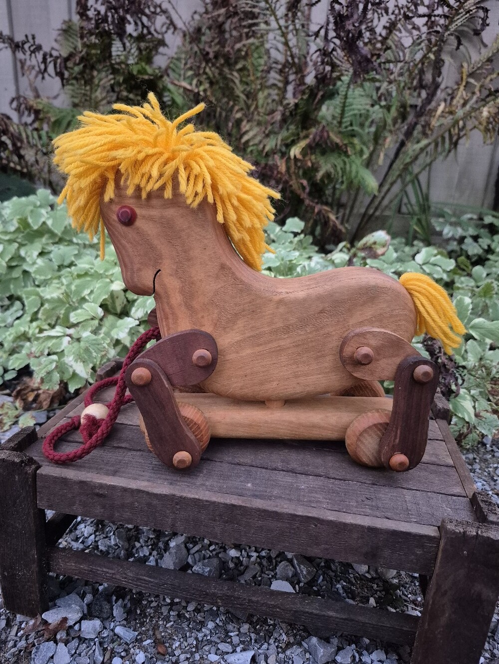 Vintage Michaud Toys Wooden Horse Pull Toy 1989-1994 Hagersville Ontario Rare